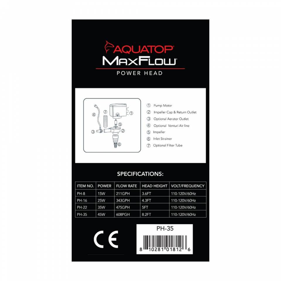 Aquatop PH-35 MaxFlow Power Head – 620 GPH